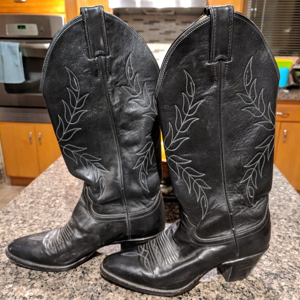 Justin Cowgirl Black Leather Womens Western Boots